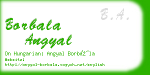 borbala angyal business card